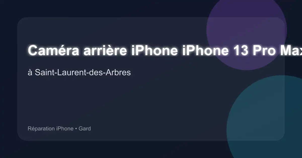 Caméra arrière iPhone iPhone 13 Pro Max à Saint-Laurent-des-Arbres (Gard)